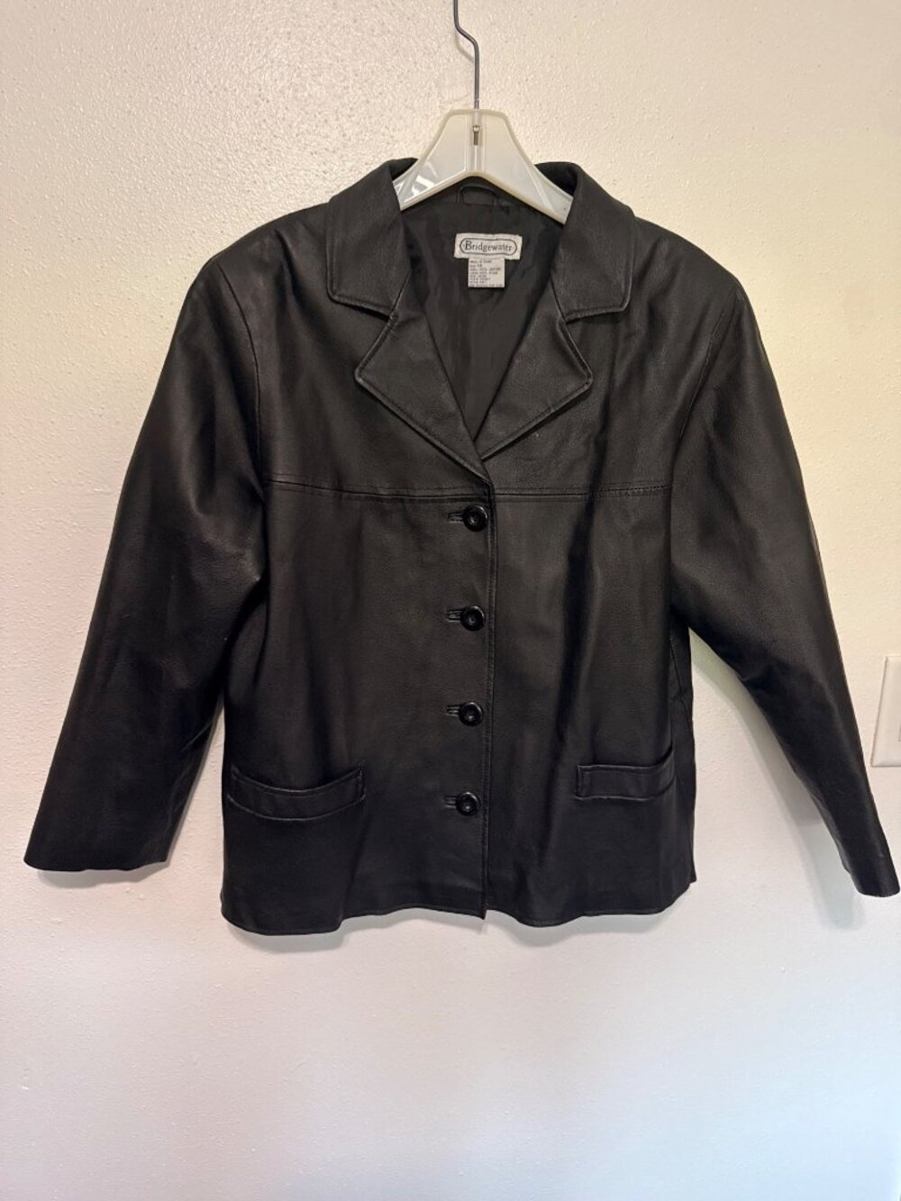 Bridgewater 100% Leather jacket Black Short Lined Womans 14